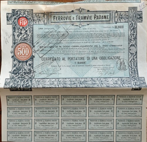 Certificato azionario ferrovie - azionario,