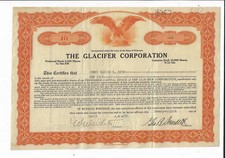 PENNSYLVANIA 1928 The Glacifer Corporation Stock Certificate Refrigeration