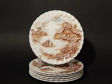 SET 6 PIATTI TORTA DOLCE SEMI PORCELLANA JOHNSON BROS HAPPY ENGLAND STAMPA MANO