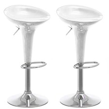 Set 2 Sgabelli Cucina Regolabile Acciaio e ABS Sgabello Girevole Bianco Casa Bar