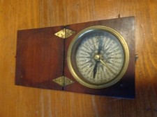 Antica e rara bussola navale a secco in custodia di legno 1700