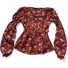 DENNY ROSE Maglia blusa rossa fantasia floreale Tg M
