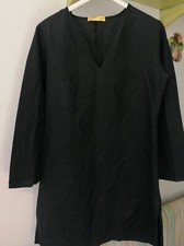 Abito /casacca donna, misto lino colore nero sottotono, scollo a V. taglia M/L
