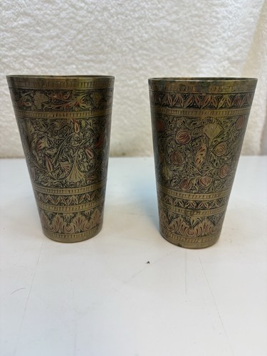 Coppia tazze ottone stagnato
