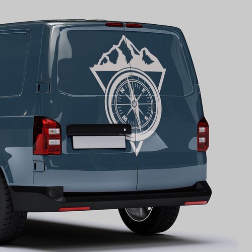 Adesivo auto montagna bussola