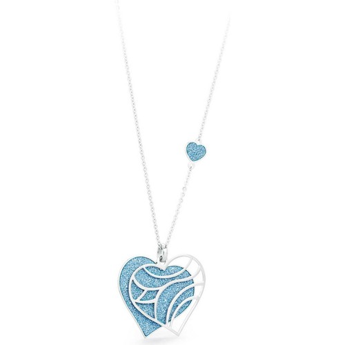 Collana cuore glitter azzurro - collana,