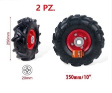 2 PZ RUOTE IN GOMMA 250mm 10" 20mm PER CARRIOLA CARRELLI RUOTA