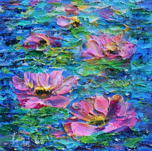 Quadro originale ninfee rosa