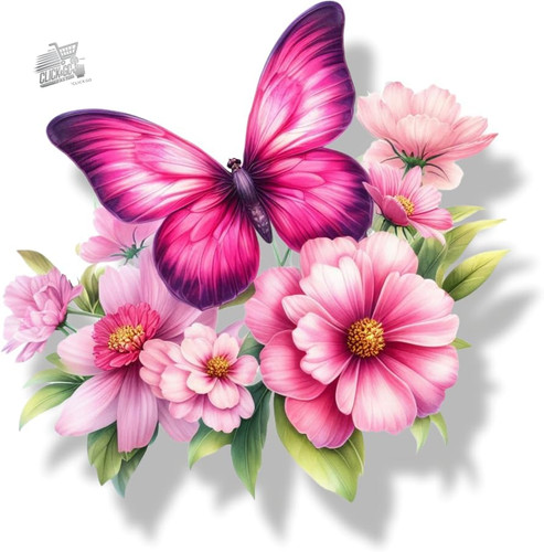 Adesivi farfalla rosa - 4,