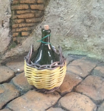 Arte Presepiale Salomone damigiana vetro e midollino  impagliata  presepe