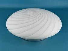 Vintage Lampada Plafoniera Vetro Murano 29cm Spirale Bianca Design 1970
