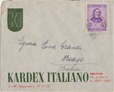 MILANO - KARDEX ITALIANO CON 50 CENT ROSSINI 1942 ISOLATO SU BUSTA X ORSAGO 1943
