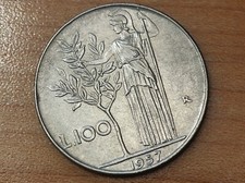 1957 Italy 100 Lire KM# 96.1