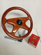 volante vintage in legno + mozzo Momo nos per Range Rover fino al 1986