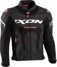 IXON JACAL GIACCA MOTO SPORTIVA IN PELLE NERO/BIANCO/ROSSO - TAGLIA L