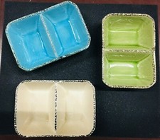 ANTIPASTIERA PIATTO CERAMICA 2 SCOMPARTI COLORATA ANTIPASTI AD TREND OLIVE SNACK