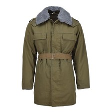Parka militare ceco originale con cintura fodera in pelliccia sintetica giacca invernale cappuccio