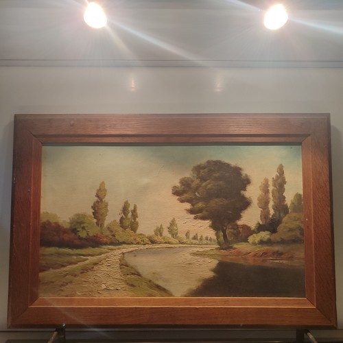 Dipinto olio paesaggio con - a,