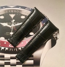 Cinturino Rolex Daytona HQ Premium fatto a mano in alligatore nero 20 mm x 16 mm