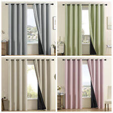 Tende Oscuranti 2 Pannelli 100% Rivestimento Nero Soggiorno Camera da Letto Occhielli Tende