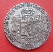 DUCATO DI PARMA E PC MARIA LUIGIA 5 LIRE 1832 MAT.AMAGNETICO 22,77 GR,COPIA
