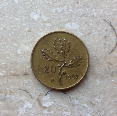 Lire 1957 quercia - 20,
