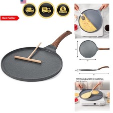 Padella Crepe Griglia Antiaderente 10 Pollici Granito Svizzero Rivestimento Padella Induzione