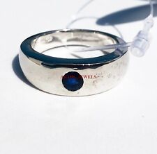 Anello In Argento Sterling 925 Con Gemma Di Zaffiro Blu Riscaldata Per Uomo #299
