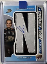 LEO CARLSSON 23-24 SP gioco usato /35 AUTO ROOKIE Draft Day Marks #19/35 UD 24/25