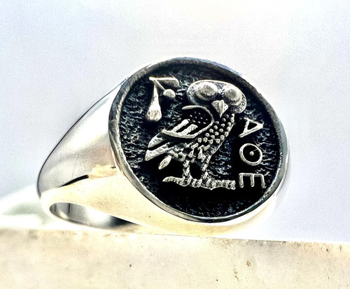 Anello sigillo gufo - , atena