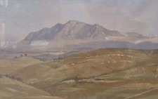 Dipinto Olio Su Supporto Rigido. Il Monte Soratte.  Enrico Ortolani. XX Secolo