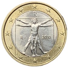 1 EURO ITALIA 2010 - "L'UOMO" DI LEONARDO DA VINCI - UNIFICATO 7.10 - CC -