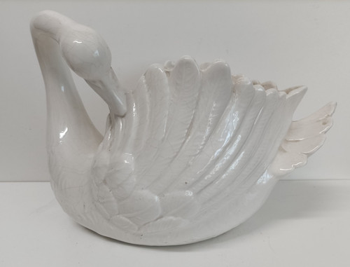 Cigno ceramica bianca - cigno,