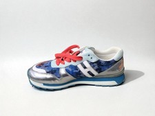 scarpe Hogan Rebel sneakers blu mimetico e argento donna