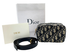 Borsa in vita originale Christian Dior Trotter jacquard tela obliqua blu navy con B ON050021