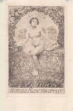 Exlibris Ex Acquaforte Bruno Héroux 1868-1944 Nudo Femminile Fontane Atto Rose