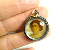 ANTICO PENDENTE CIONDOLO LUTTO FOTOGRAFIA SU CELLULOIDE RITRATTO VINTAGE MORTI