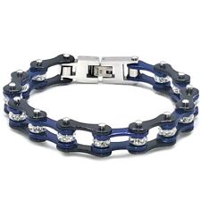Bracciale Uomo Catena Moto Blu