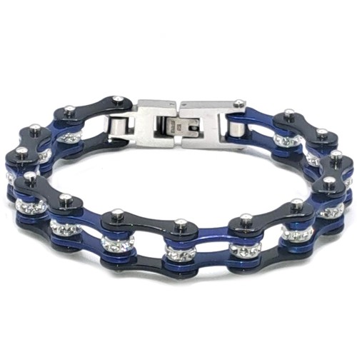 Bracciale uomo catena moto blu - bracciale,