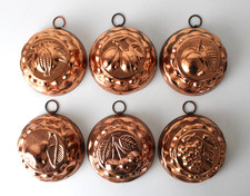 6 Stampi Rame Vintage Formine Budino Decorazione Cucina Rustica Copper Molds