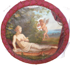 Venere Cupido olio tela antico