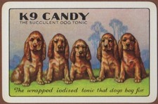 Playing Cards Single Card Old Vintage * K9 CANDY Advertising Cocker Spaniel Dogs