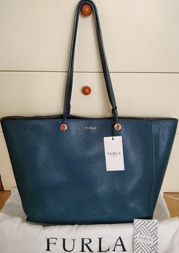 Borsa furla vera pelle blu - furla,