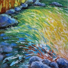 Quadro olio cascata 20x20 cm