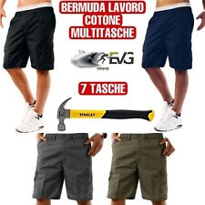 BERMUDA UOMO PANTALONCINO LAVORO MULTITASCHE COTONE LEGGERO CASA SPORT PESCA EVG