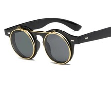 Occhiali da sole Vintage rotondi SteamPunk Flip Up occhiali 2024 classici