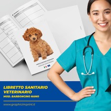 Libretto Sanitario Veterinario Vaccinazioni Dog e o Cane Barboncino Nano Puppy