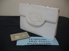 BORSETTA DA DONNA IN PELLE COLORE BIANCO ANNI 60 70 CON  SPECCHIETTO VINTAGE