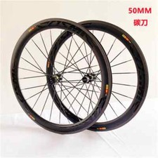 Set ruote 700C 50x28 mm bici da strada fibra di carbonio clincher asse passante blocco centrale mozzi