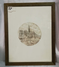 DIPINTO CHINA CATTEDRALE NOTRE DAME ALFRED RITMASTER 77 QUADRO CORNICE IN LEGNO
